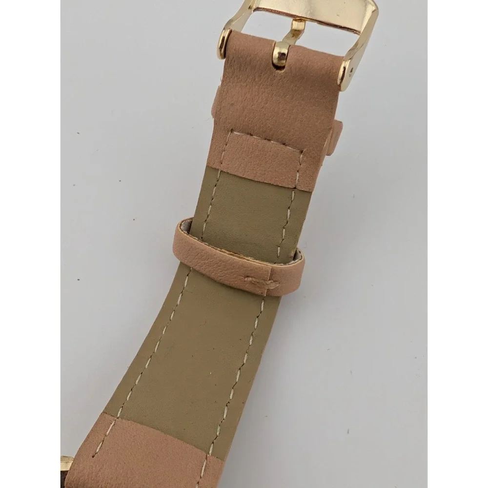 Kessaris Watch‎ Women 38mm Gold Case Tan Faux Leather Band- New Battery
